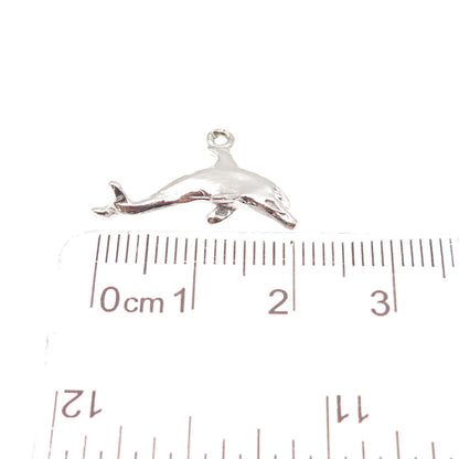 925 Sterling Silver Vintage Friendly Dolphin 3D Mini Charm Pendant