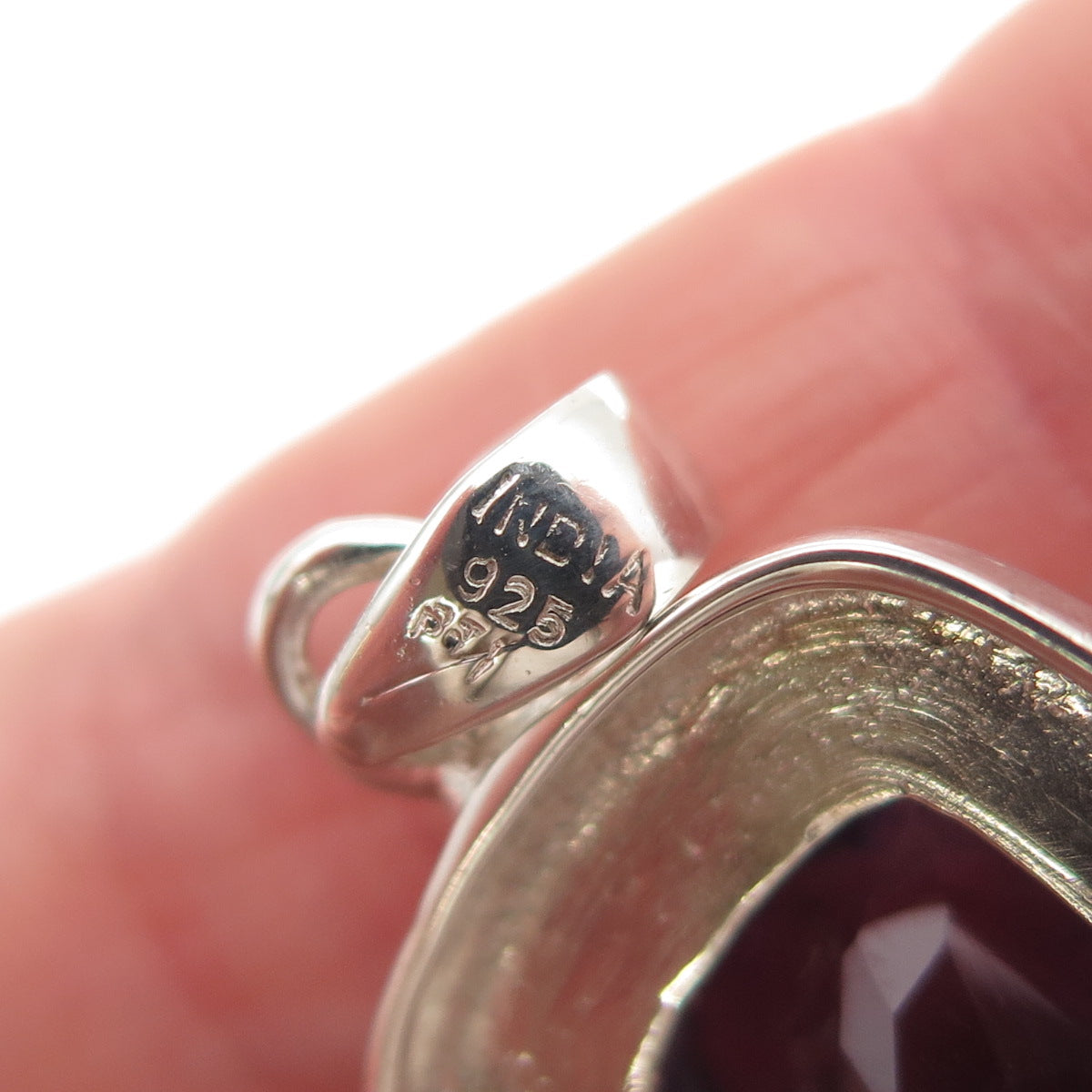 925 Sterling Silver Vintage Real Cushion-Cut Amethyst Charm Pendant