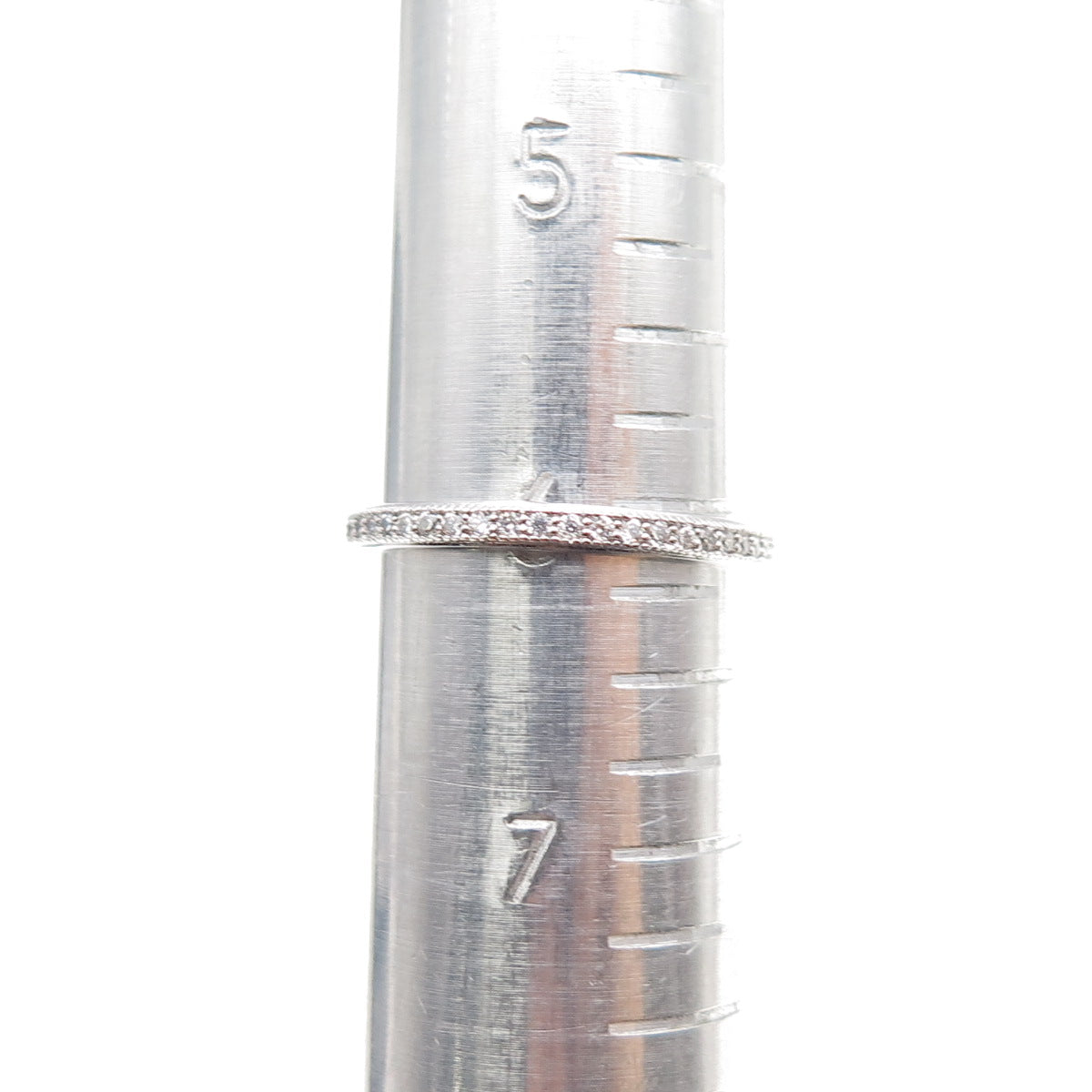 925 Sterling Silver Round-Cut C Z All Around Eternity Stackable Band Ring Size 6