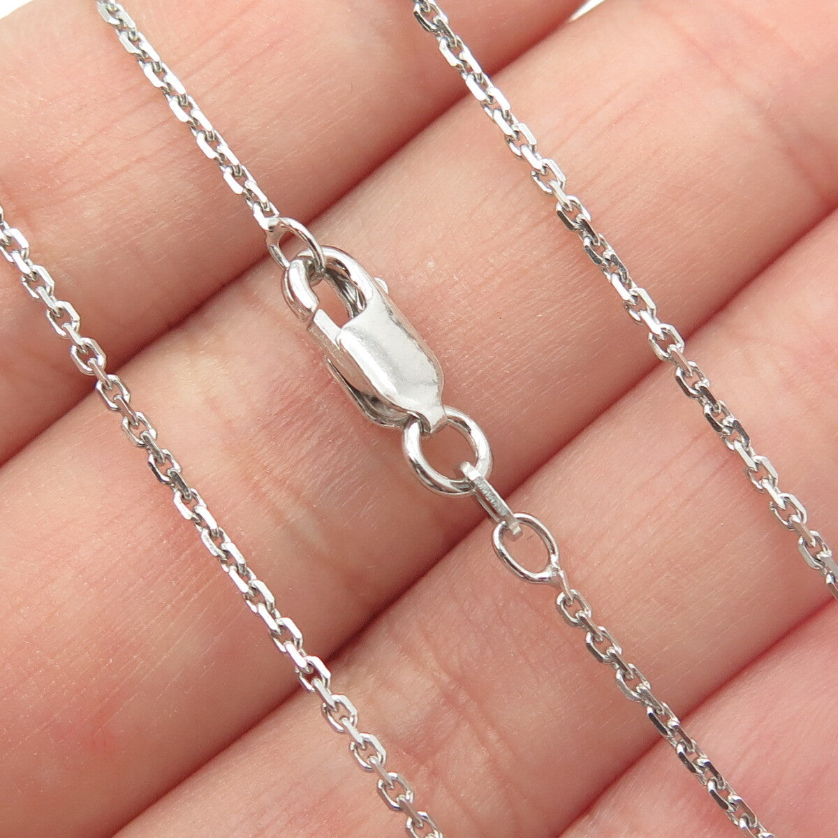 925 Sterling Silver Round-Cut C Z Lips Cable Chain Necklace 16"