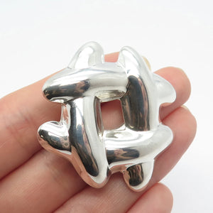 925 Sterling Silver Vintage Modernist Pin Brooch / Pendant