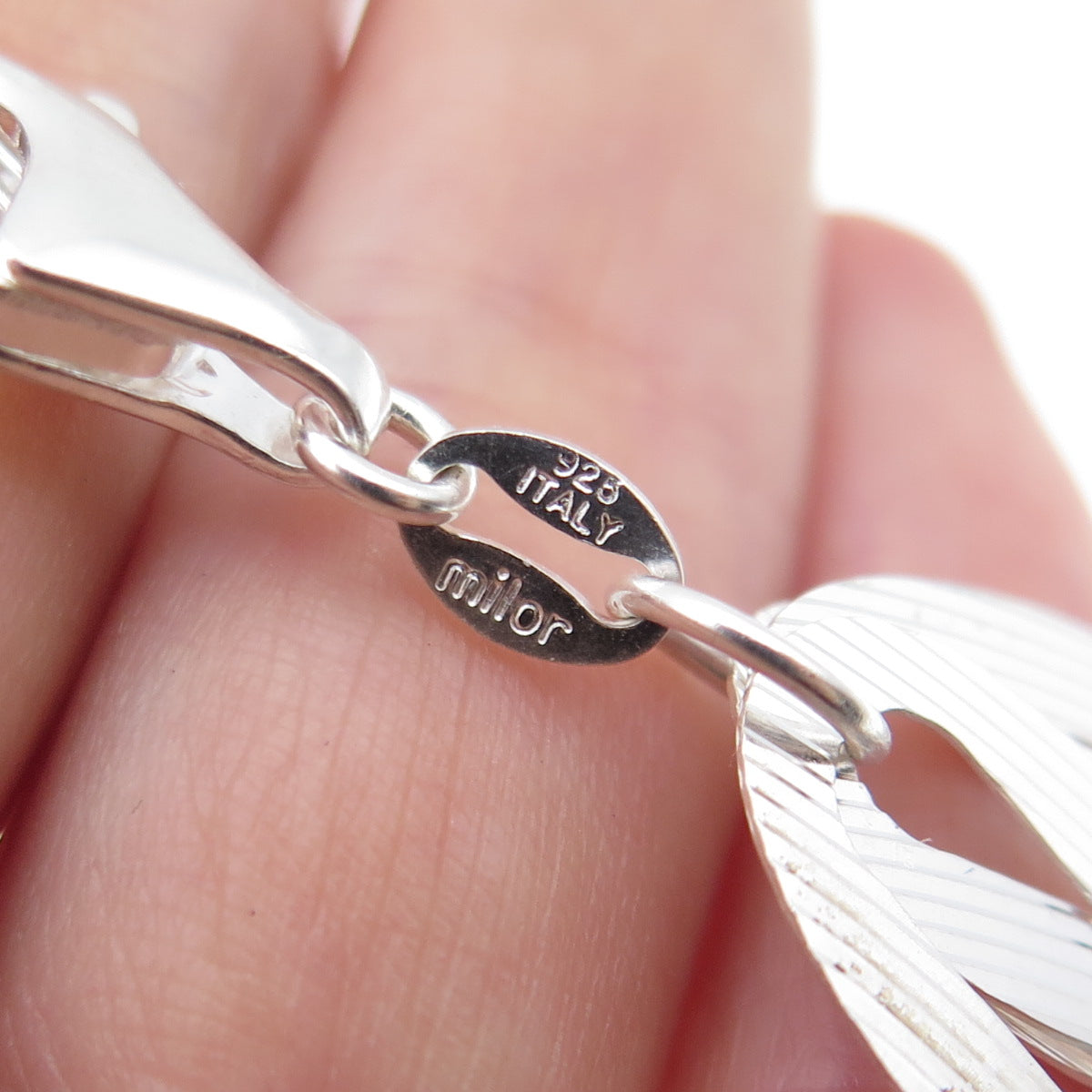 MILOR 925 Sterling Silver Vintage Italy 3-Row Oval Chain Necklace 20"