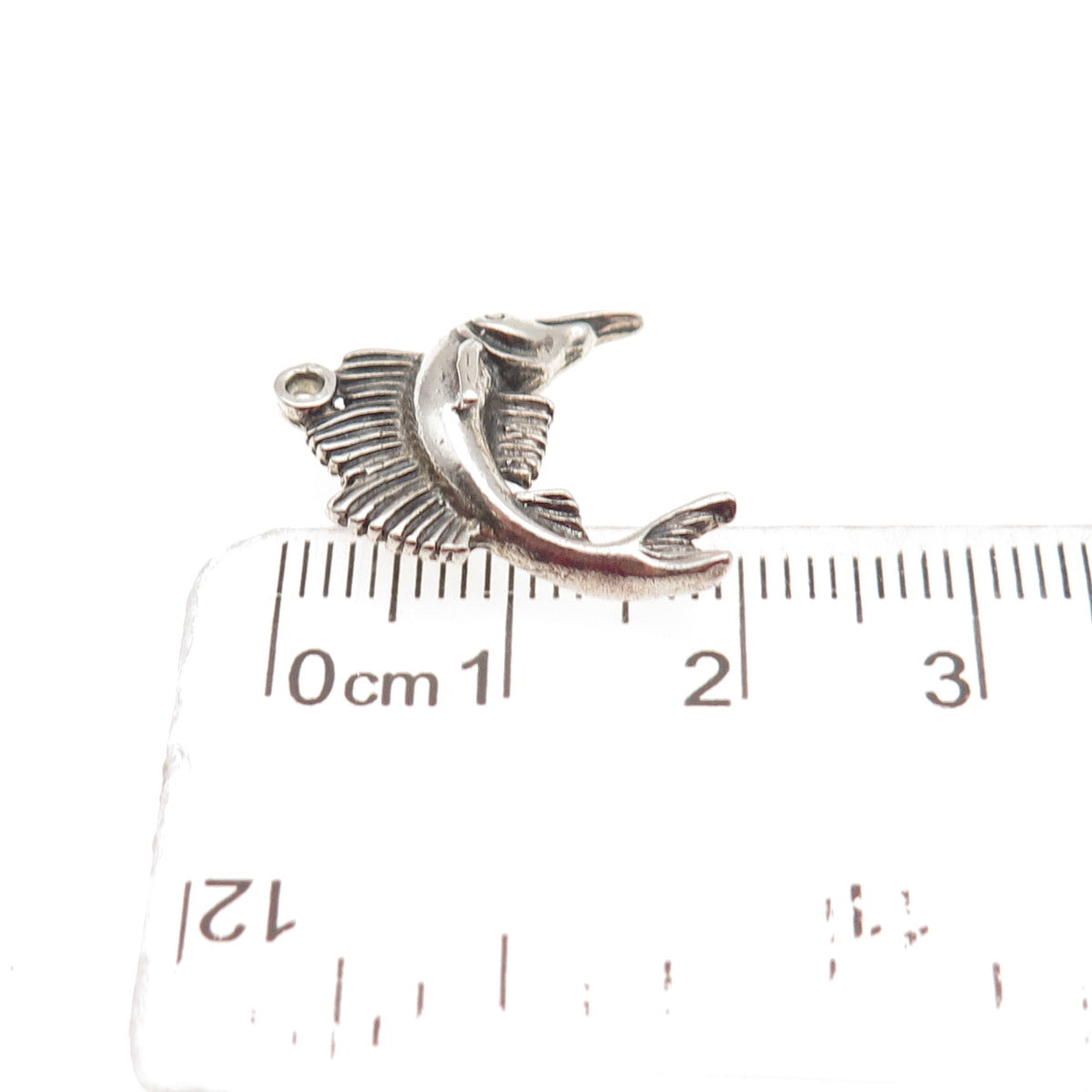 925 Sterling Silver Vintage Swordfish Oxidized Mini Charm Pendant