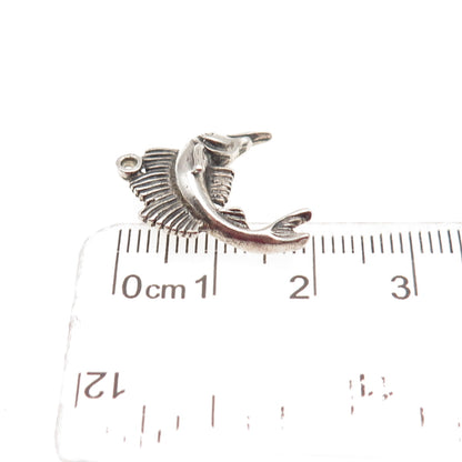 925 Sterling Silver Vintage Swordfish Oxidized Mini Charm Pendant