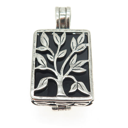 SILPADA Sterling Silver Vintage Real Black Onyx "Live Laugh Love" Tree Pendant