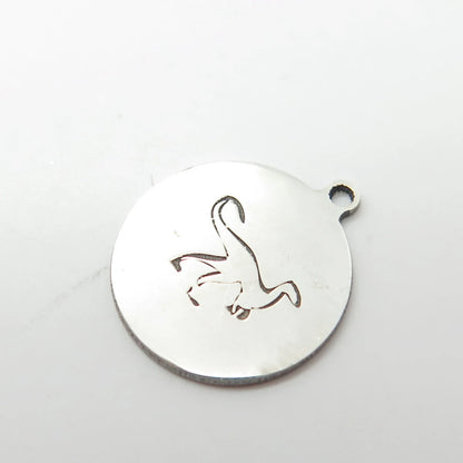 925 Sterling Silver USA Two In Town Dinosaur Charm Pendant