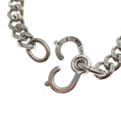 925 Sterling Silver Antique Art Deco Cuban Link ID Bracelet 6.75"