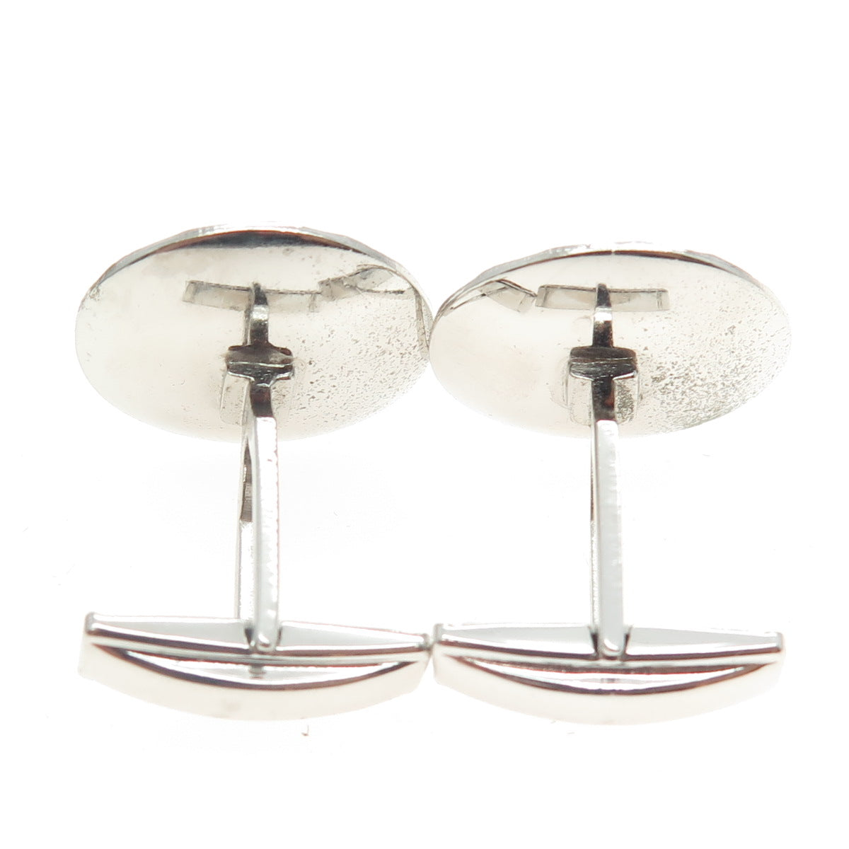 925 Sterling Silver Vintage Textured Round Cufflinks PAT. 2,974,38