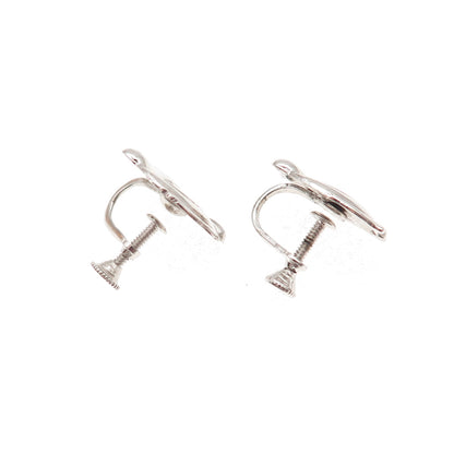 925 Sterling Silver Vintage Floral Screw Back Earrings
