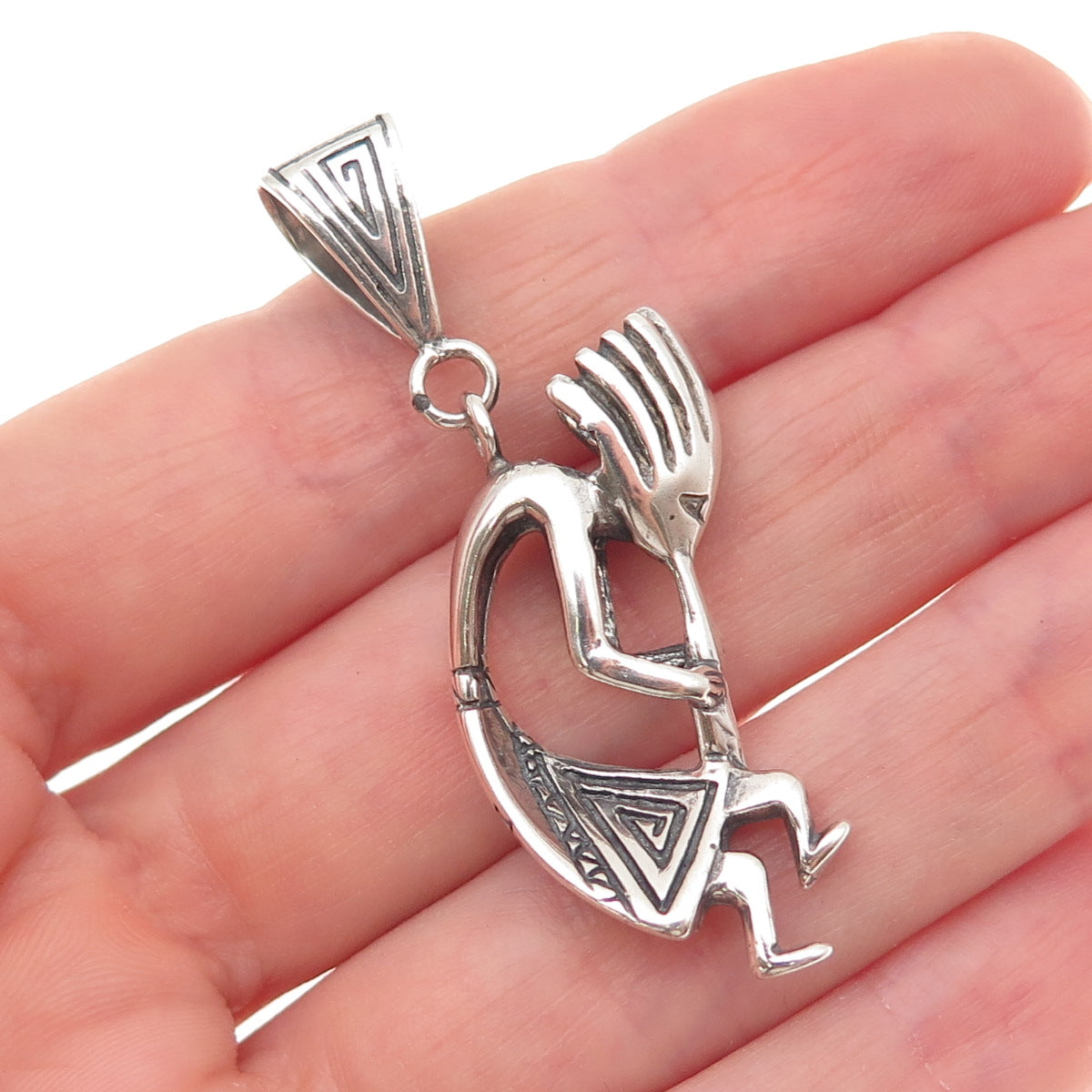 Old Pawn 925 Sterling Silver Vintage Southwestern Kokopelli Tribal Charm Pendant