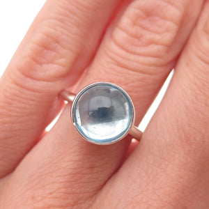 Pandora 925 Sterling Silver Aqua Blue Crystal Poetic Droplet Ring Size 6