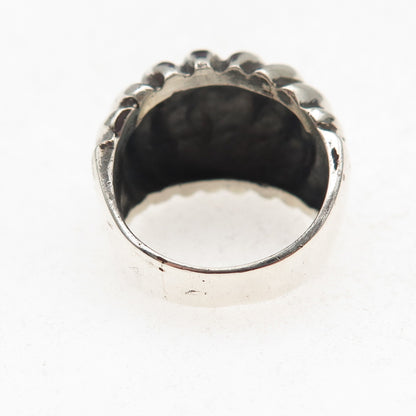925 Sterling Silver Vintage Mexico Modernist Oxidized Dome Ring Size 7.75