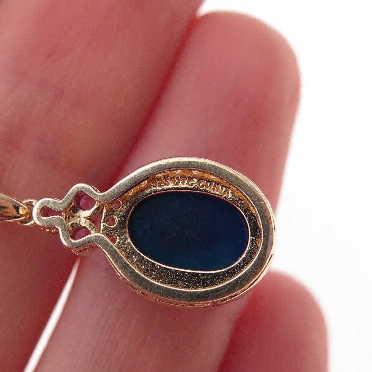 925 Sterling 1/20 14K Gold Filled Opal Pink Sapphire & White Topaz Necklace 18"