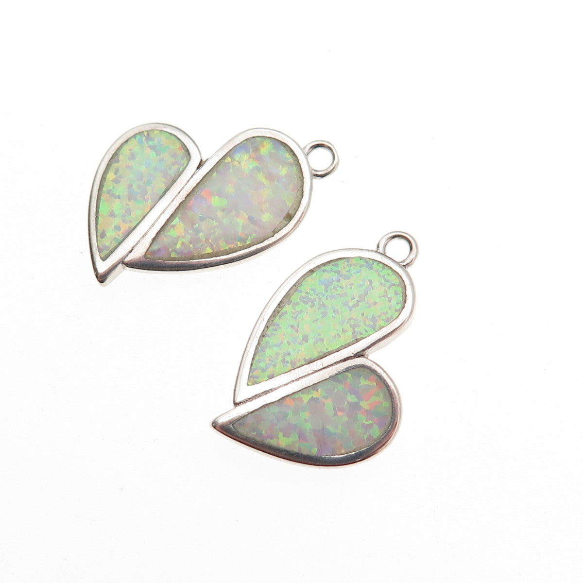 925 Sterling Silver Vintage Real Opal Modernist Petal Jacket Earrings