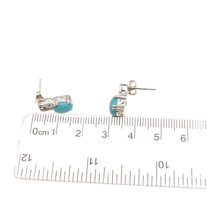 925 Sterling Silver Real Sleeping Beauty Turquoise & Apatite Earrings