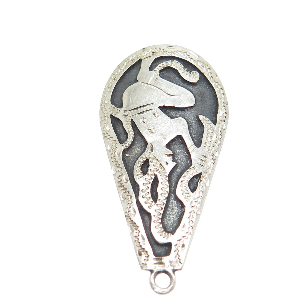 925 Sterling Silver Vintage Tribal Amulet Teardrop Pendant