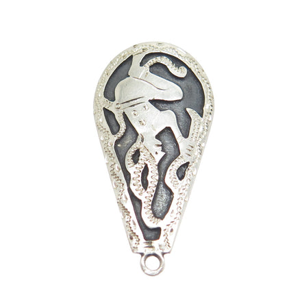 925 Sterling Silver Vintage Tribal Amulet Teardrop Pendant