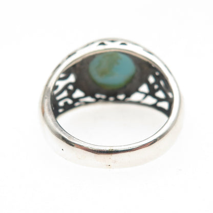 925 Sterling Silver Vintage Real Larimar Swirl Ring Size 8.25