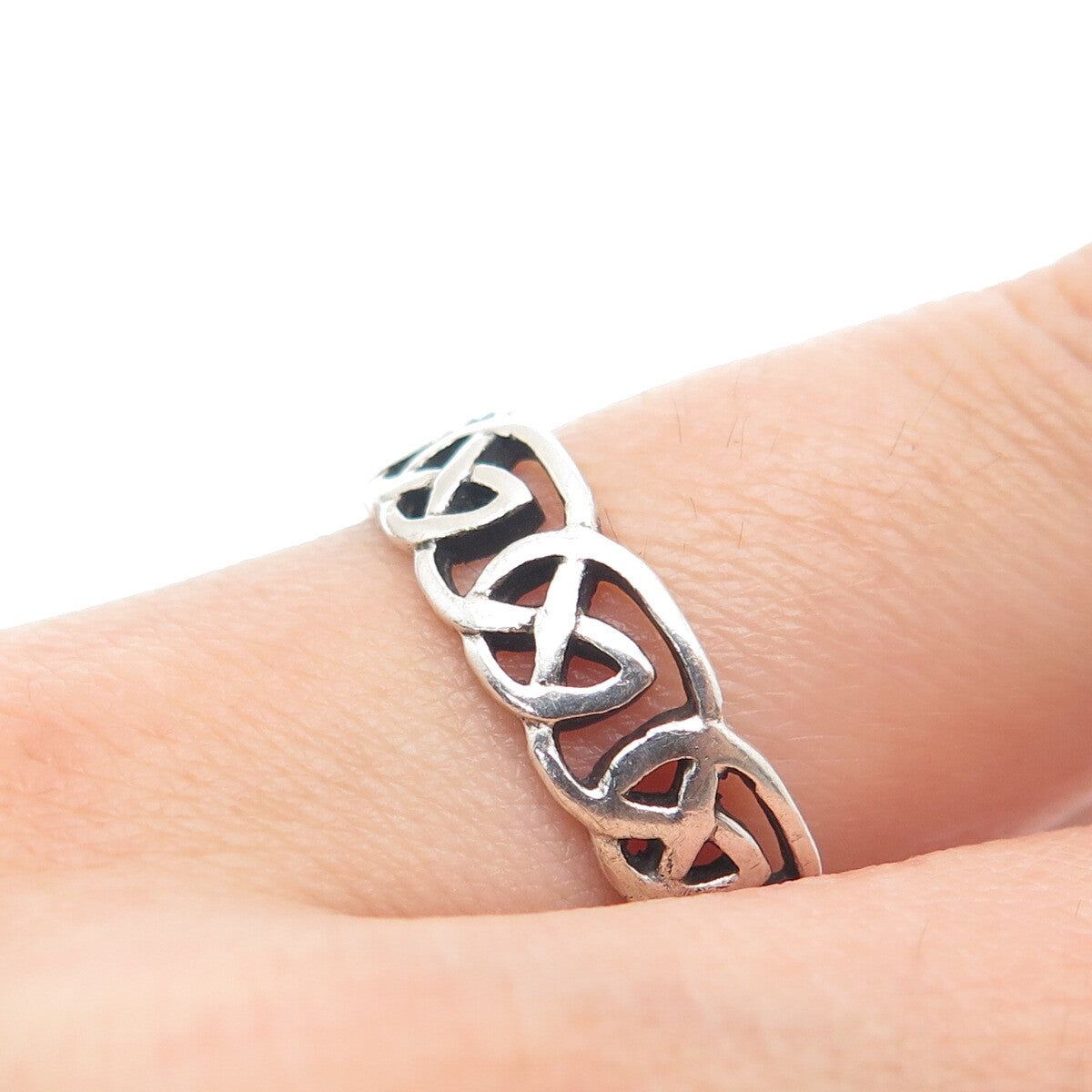 925 Sterling Silver Vintage Celtic Knot Oxidized Band Ring Size 10.5