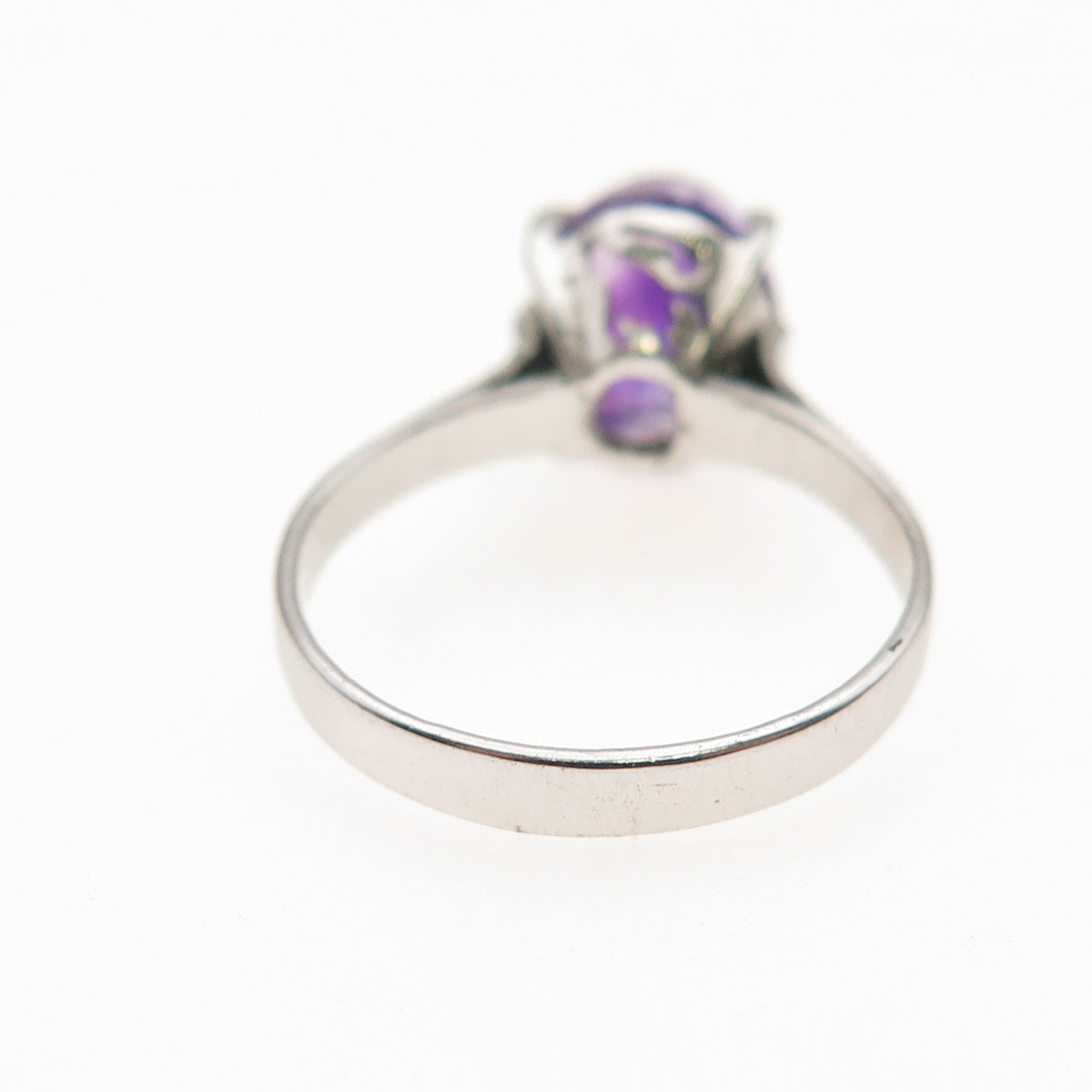 925 Sterling Silver Antique Art Deco Real Cabochon Amethyst Ring Size 5.5