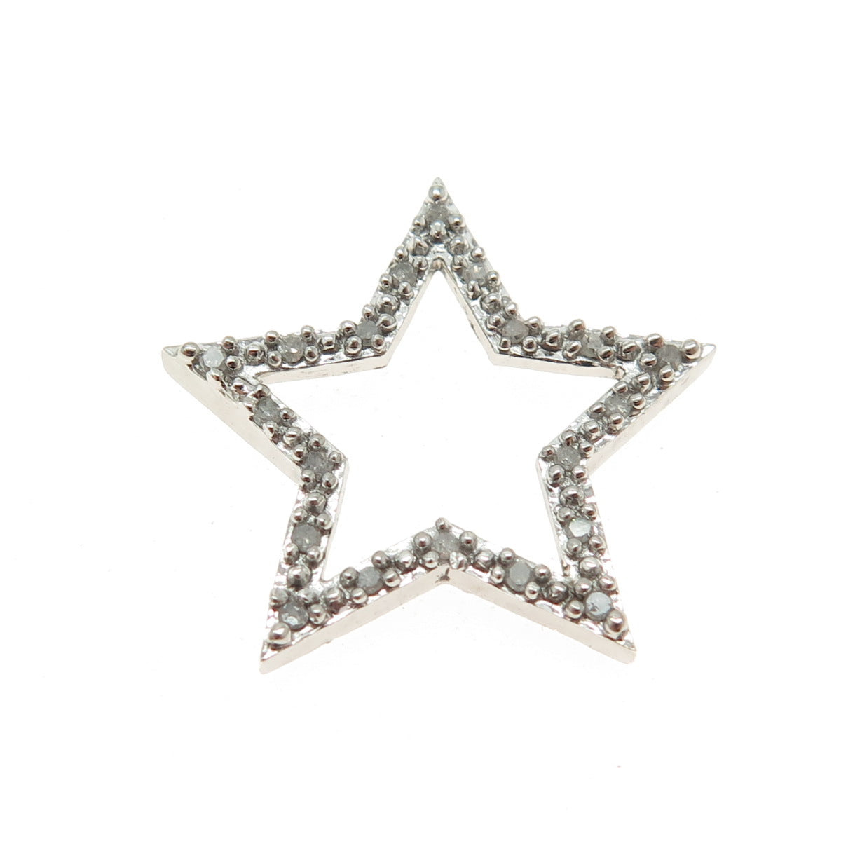 925 Sterling Silver Real Round-Cut Diamond Star Slide Pendant