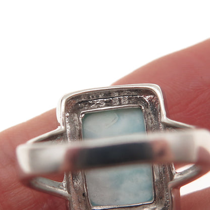 925 Sterling Silver Vintage Real Larimar Ring Size 7.25