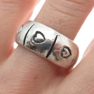 925 Sterling Silver Vintage Mexico Heart Band Ring Size 7.75