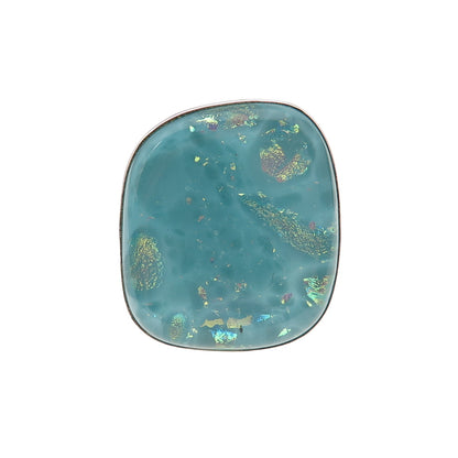Jay King Desert Rose 925 Sterling Silver Vintage Dichroic Glass Ring Size 8.5