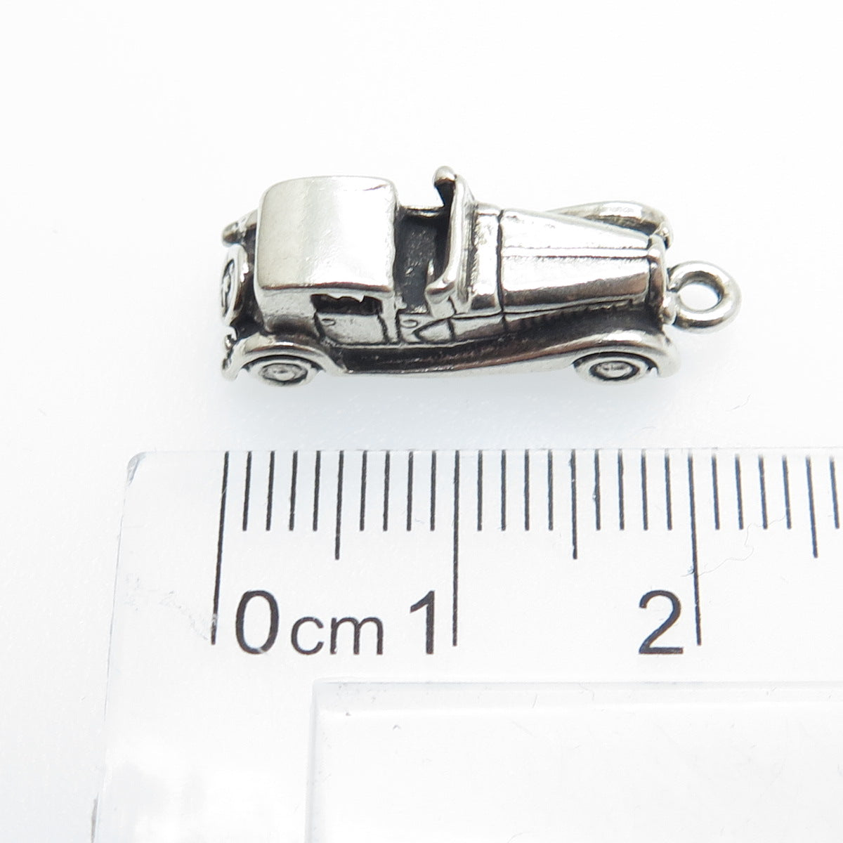 925 Sterling Silver Antique Retro Car Minimalist 3D Charm Pendant