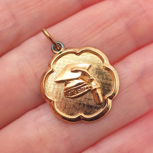 Rembrandt Sterling Silver Gold Plated Vintage Graduation Hat Mini Charm Pendant