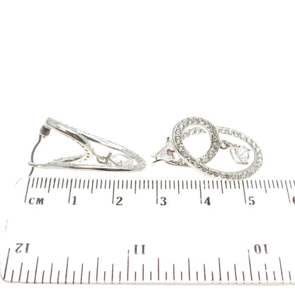 925 Sterling Silver Round & Pear-Cut C Z Twisted Earrings