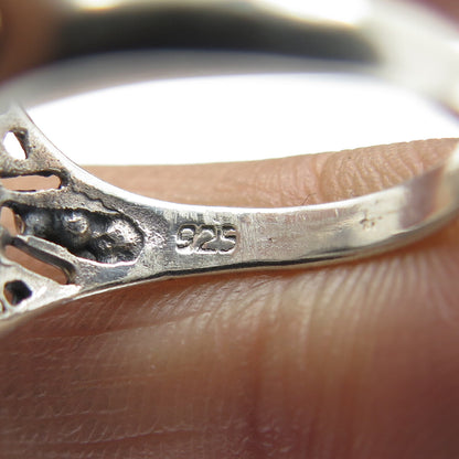 925 Sterling Silver Vintage Real Black Onyx Modernist Ring Size 5.25