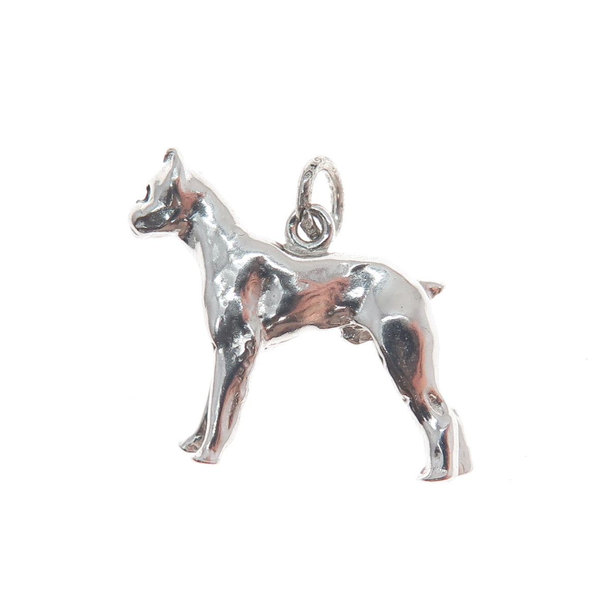 925 Sterling Silver Vintage Boxer Dog Minimalist Charm Pendant