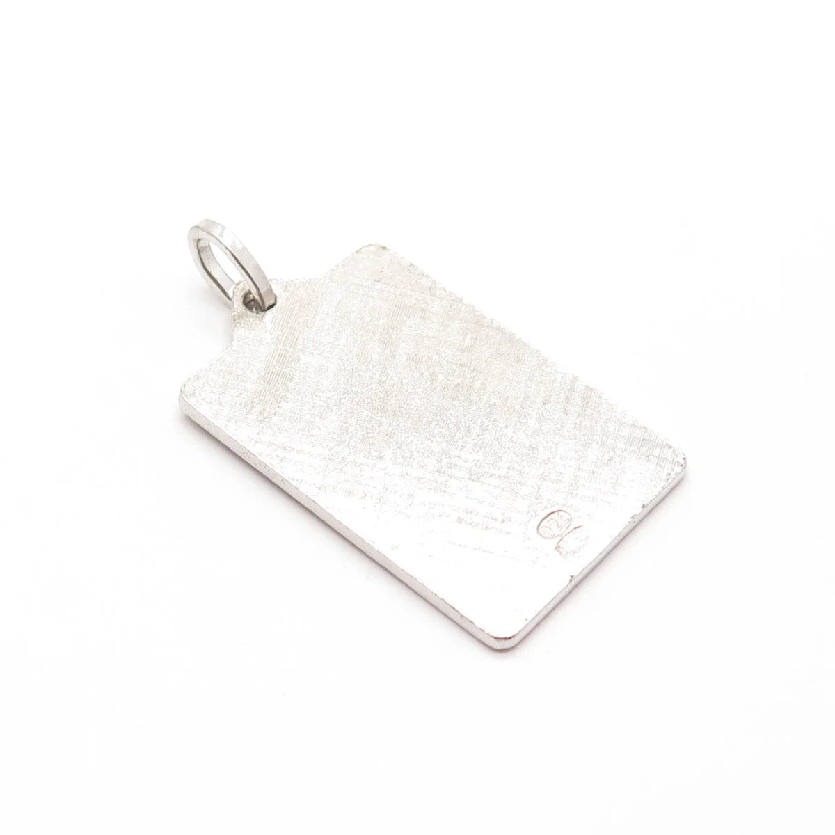 925 Sterling Silver Vintage Enamel Textured Virgin Mary Rectangle Pendant