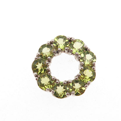 925 Sterling Silver Real Round-Cut Peridot Circle of Life Mini Slide Pendant