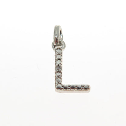 925 Sterling Silver Real Round-Cut Diamond Letter "L" Initial Minimalist Pendant