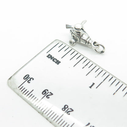 925 Sterling Silver Vintage Helicopter Movable Charm Pendant