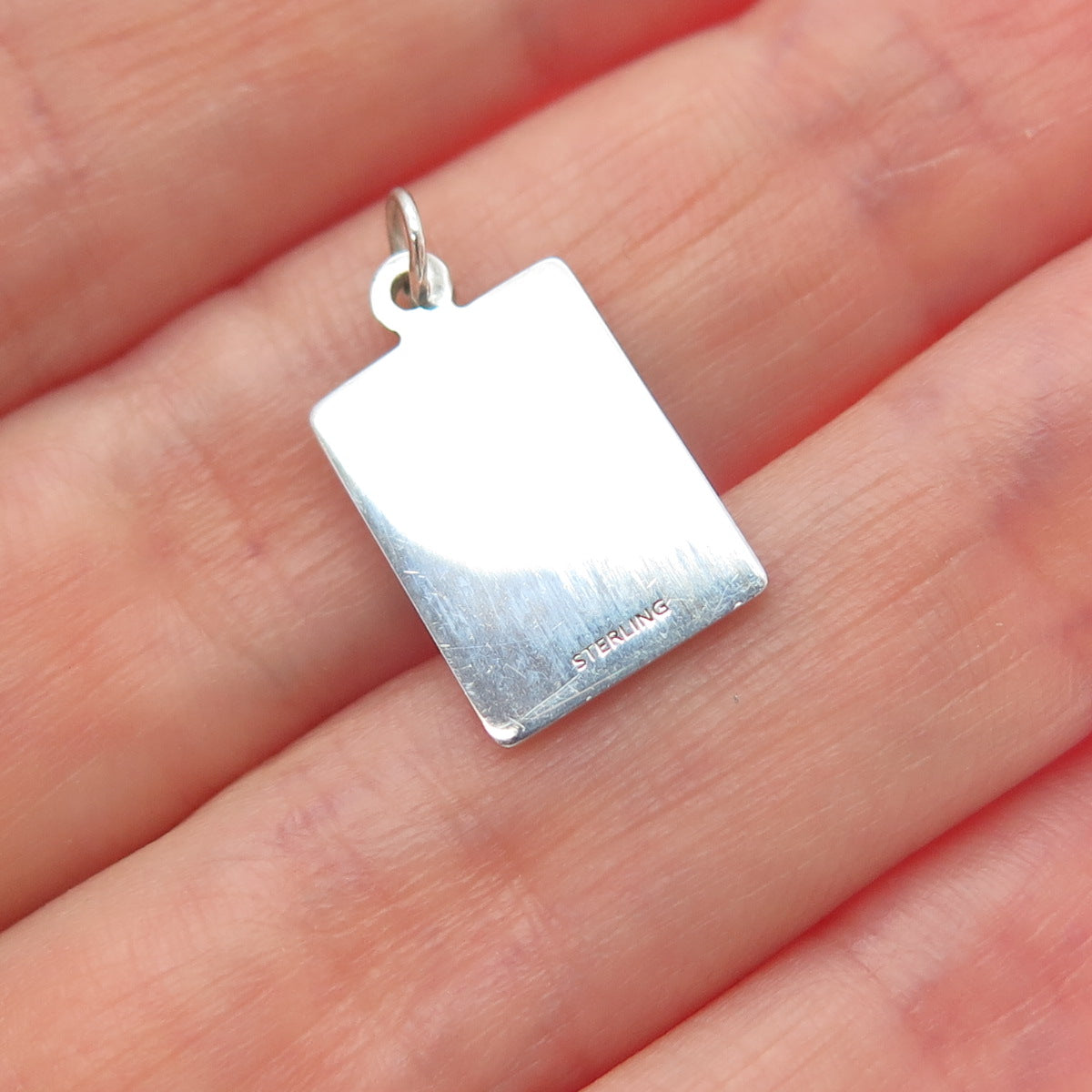 925 Sterling Silver Red Enamel Talk About Minimalist Charm Pendant