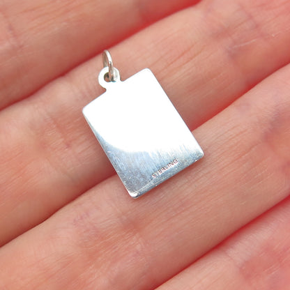 925 Sterling Silver Red Enamel Talk About Minimalist Charm Pendant
