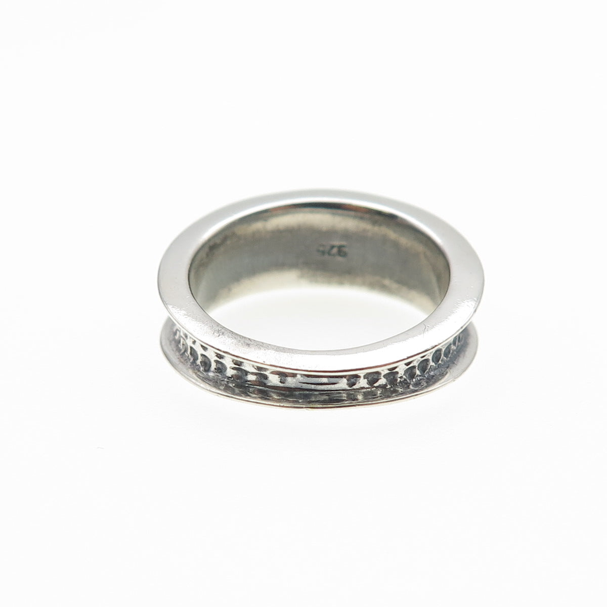 925 Sterling Silver Vintage Modernist Dotted Oxidized Ring Size 5.75
