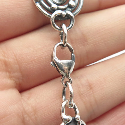 925 Sterling Silver Vintage Modernist Spiral Chan Necklace 16"