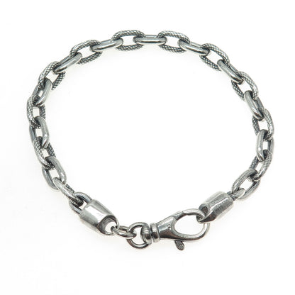 925 Sterling Silver Vintage Oxidized Cable Link Bracelet 9"