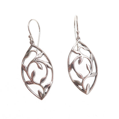 925 Sterling Silver Vintage Floral Dangle Earrings