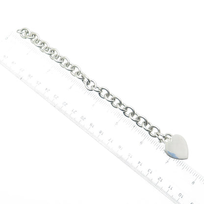 TIFFANY & CO. 925 Sterling Silver Vintage Heart Tag Rolo Bracelet 6.75"