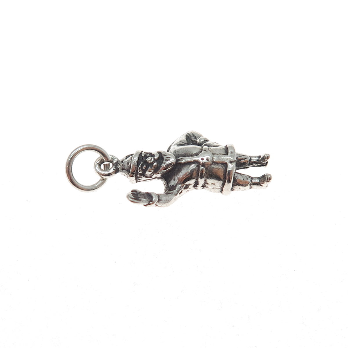 925 Sterling Silver Vintage Santa Claus Oxidized Minimalist Charm Pendant