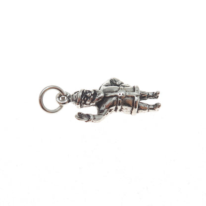 925 Sterling Silver Vintage Santa Claus Oxidized Minimalist Charm Pendant