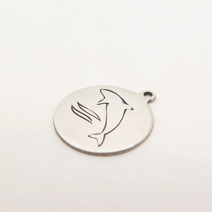 925 Sterling Silver USA Two In Town Dolphin Charm Pendant