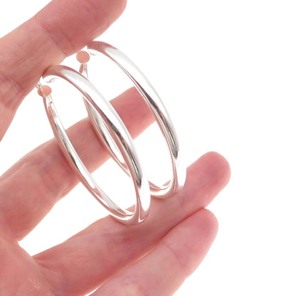 Han 925 Sterling Silver Italy Tube Hoop Earrings