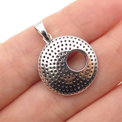 925 Sterling Silver Real Round-Cut Chrome Diopside & C Z Crescent Charm Pendant