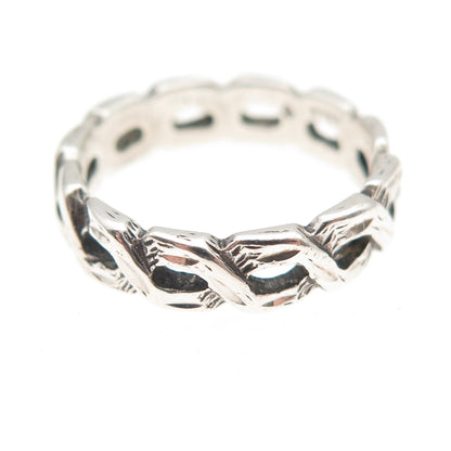 Silver Fox 925 Sterling Vintage Woven Link Band Ring Size 5.25